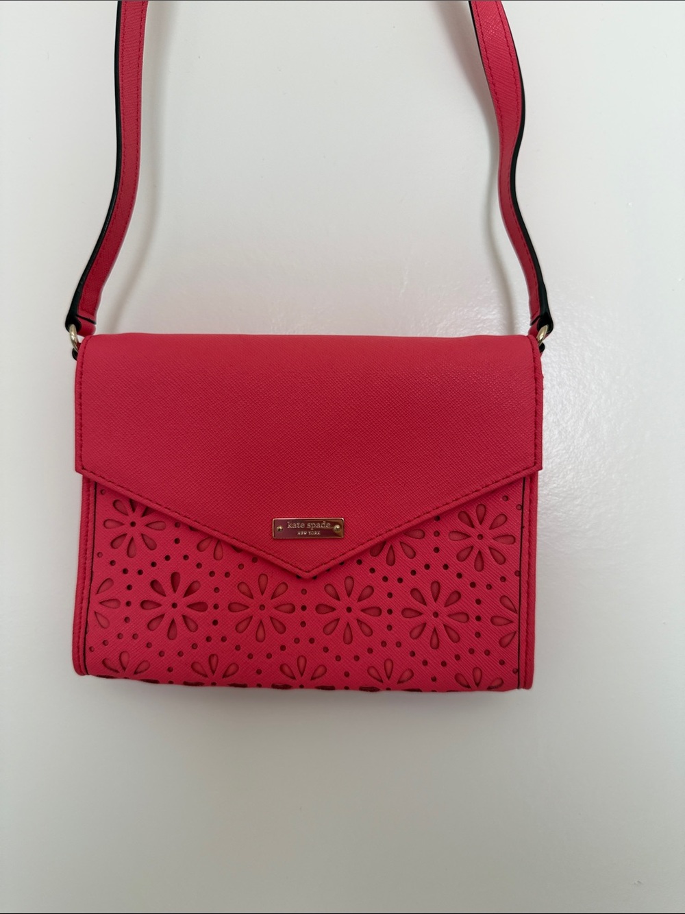 kate spade Hot Pink Floral Laser-Cut Crossbody Bag